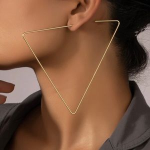 Triangle gold earrings.